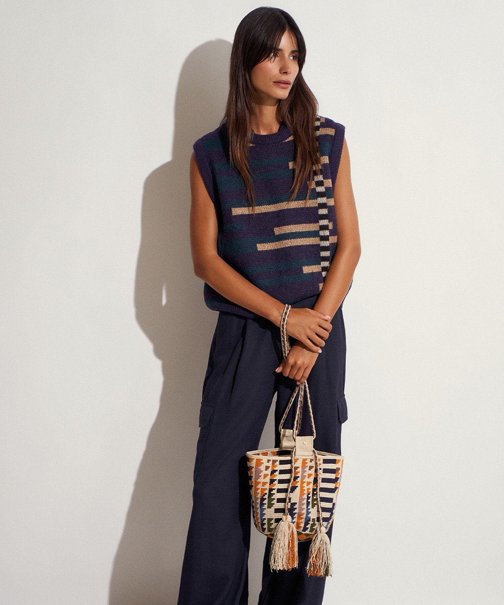 Bolso Camberra - Beige y multicolor