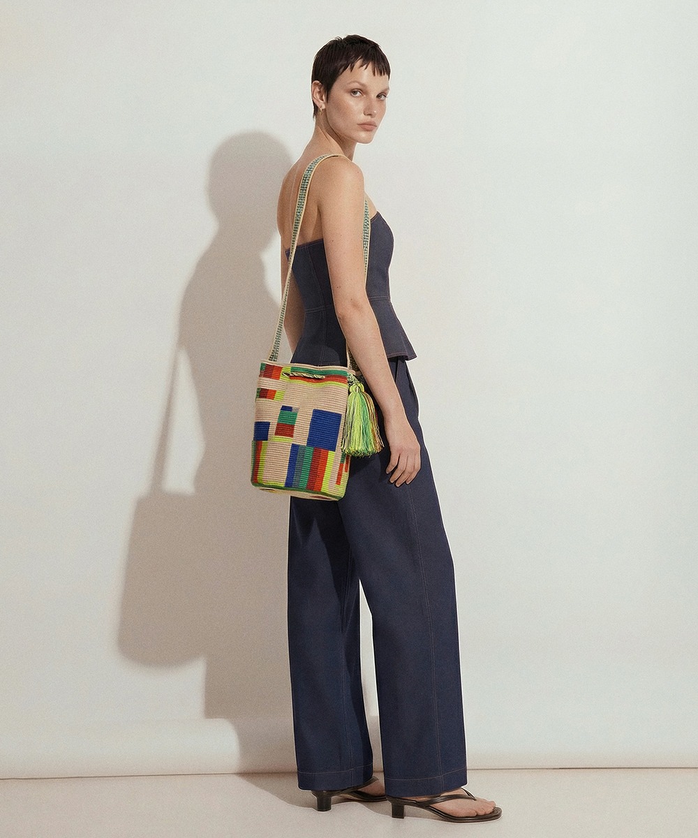 Crossbody Bag L - CAPRICORNUS - BEIGE & GREEN