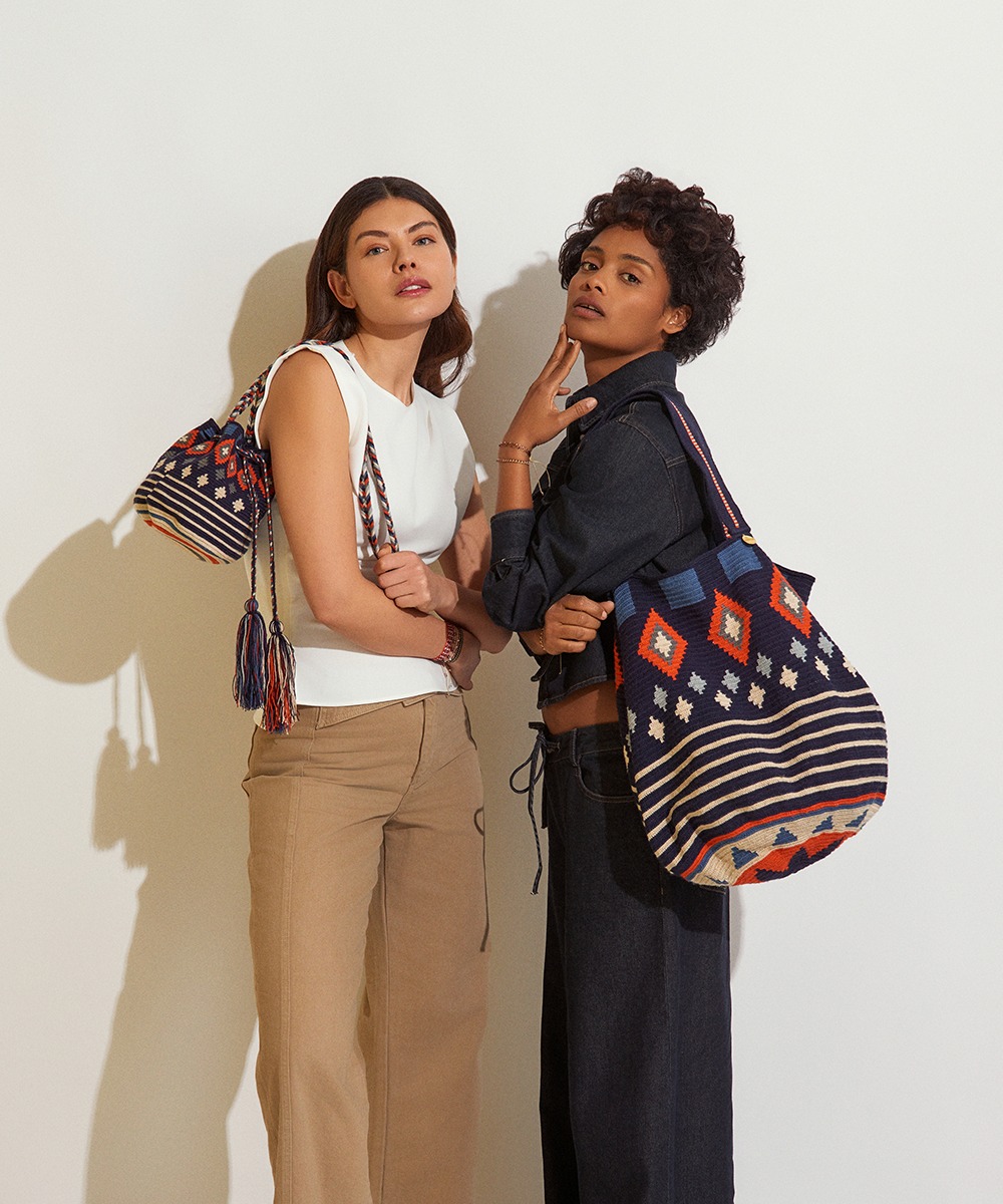 Crossbody Bag M - MOA - NAVY BLUE & BEIGE