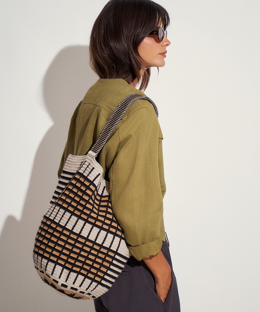 BOLSO CALA - Beige y nero
