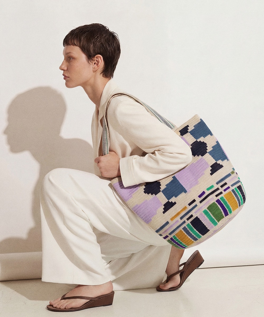 Tote Bag - RIVER - NAVY & LILAC