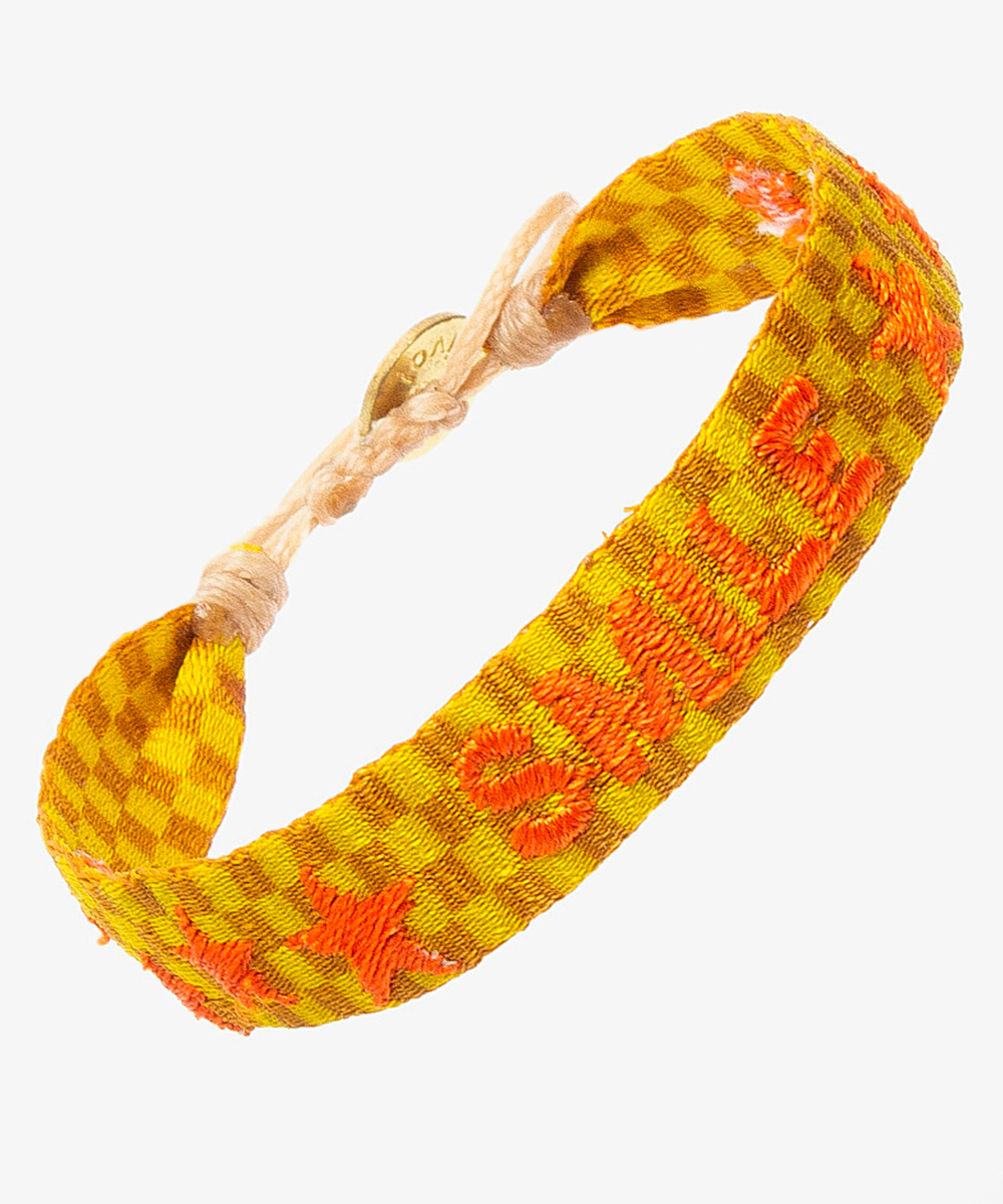 PULSERA BORDADA - SMILE - AMARILLO & TOSTADO