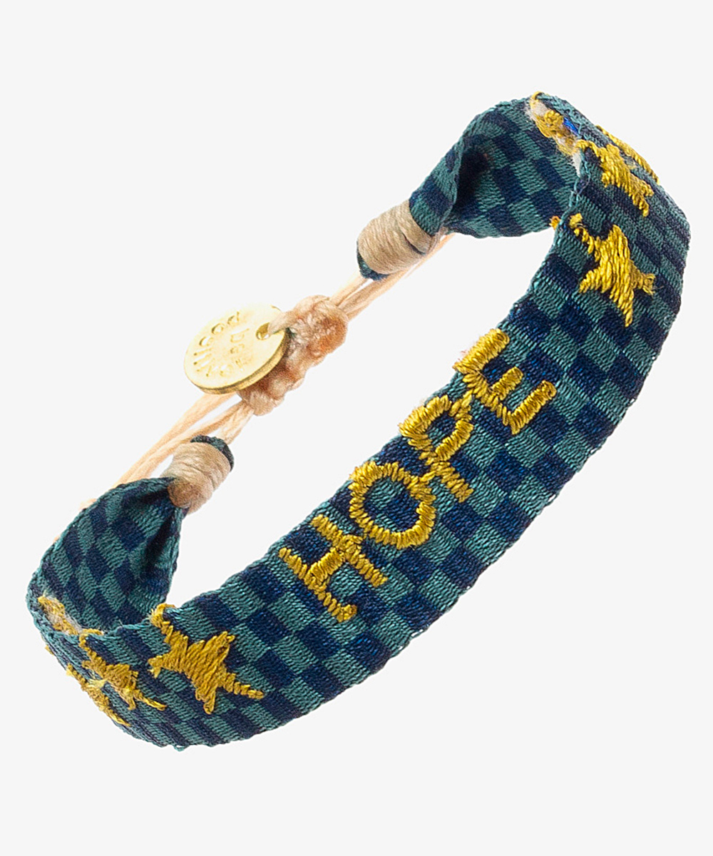 PULSERA BORDADA - HOPE - DORADO