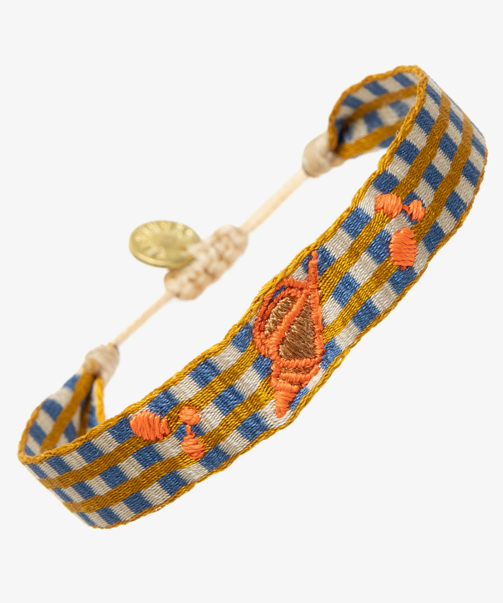 PULSERA BORDADA - CARACOLA NARANJA