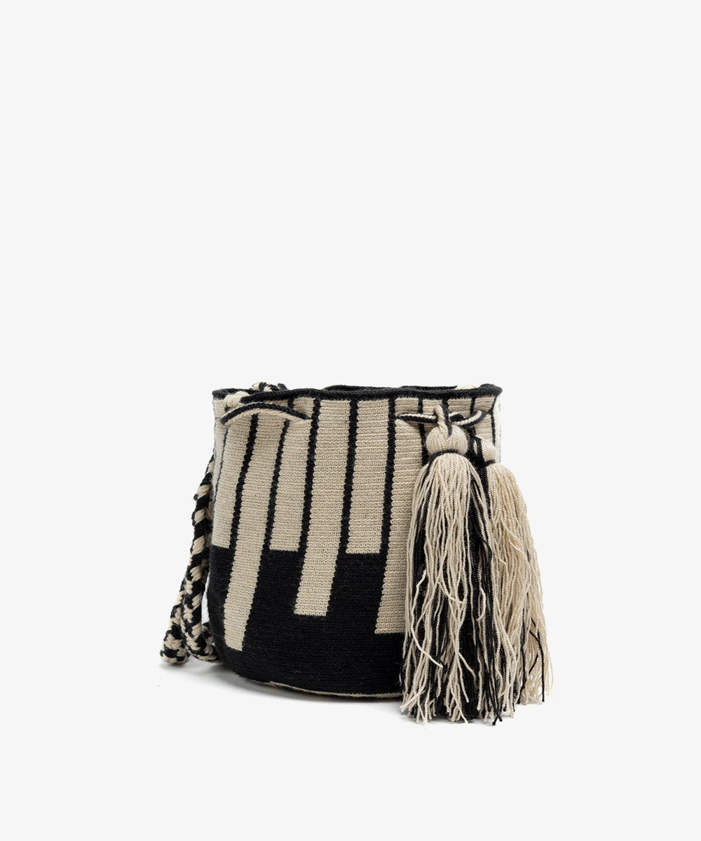 Crossbody Bag M - LYRA - BLACK & BEIGE