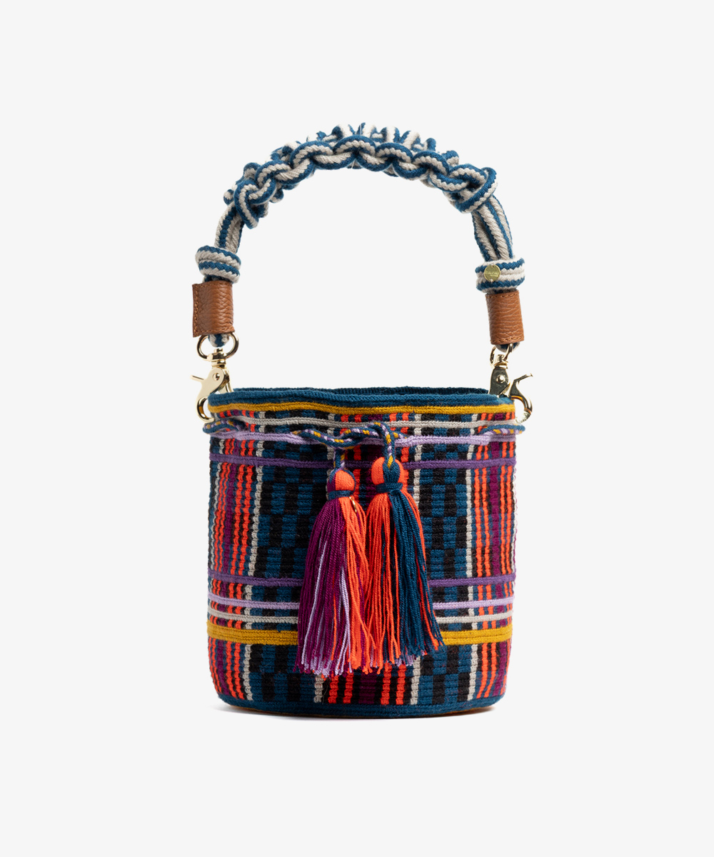 Crossbody Bag M with short macrame handle - 