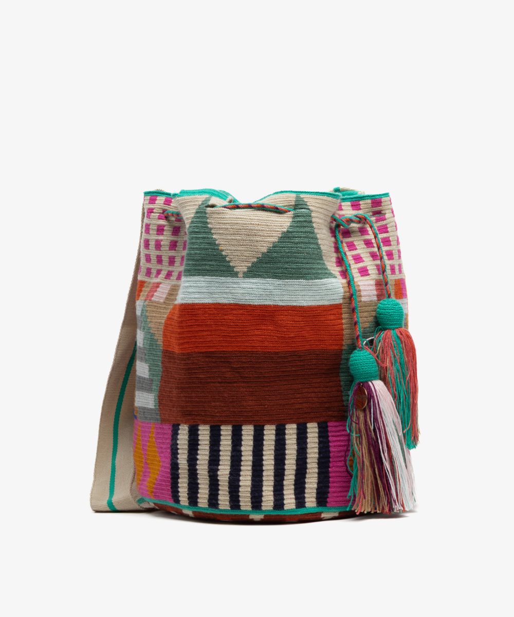 Crossbody Bag L - LION - TURQUOISE & MULTICOLOR