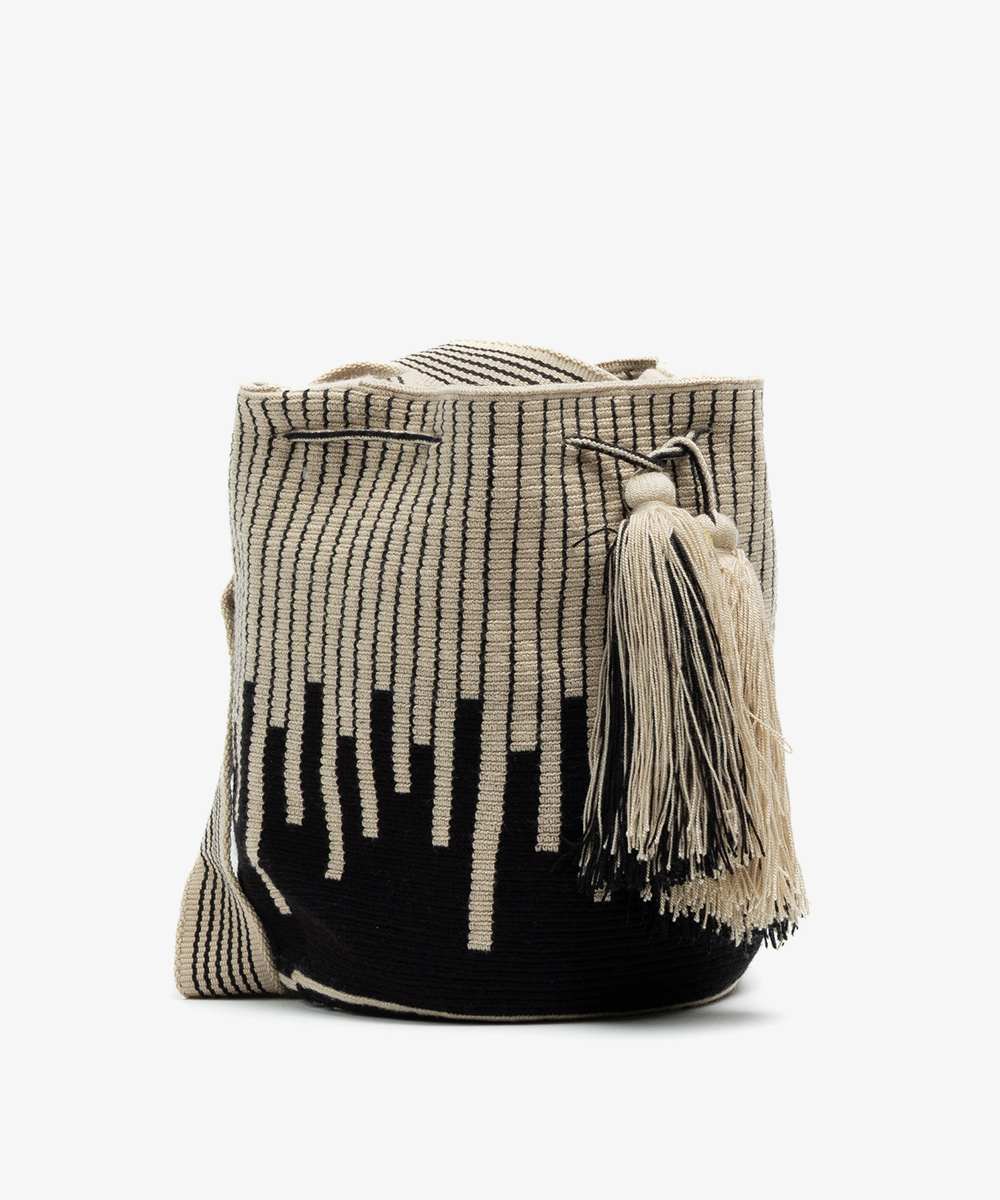 Crossbody Bag L -  LYRA - BLACK & BEIGE