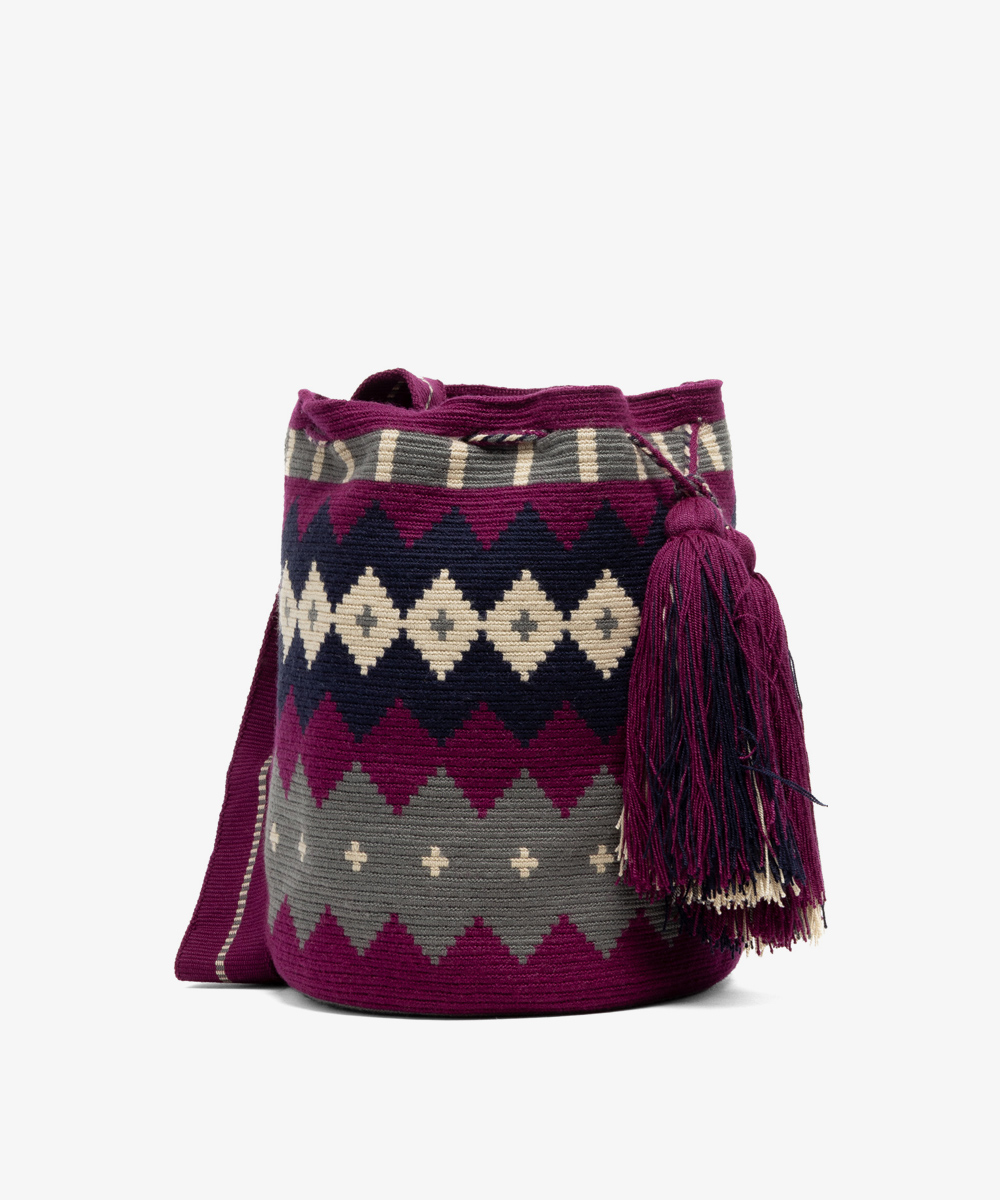 Bolso Cruzado L - VALERIE - GRANATE Y GRIS