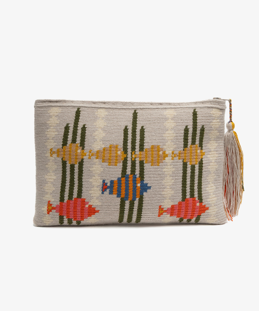 BOLSO DE MANO - CEPHEUS - BEIGE Y VERDE