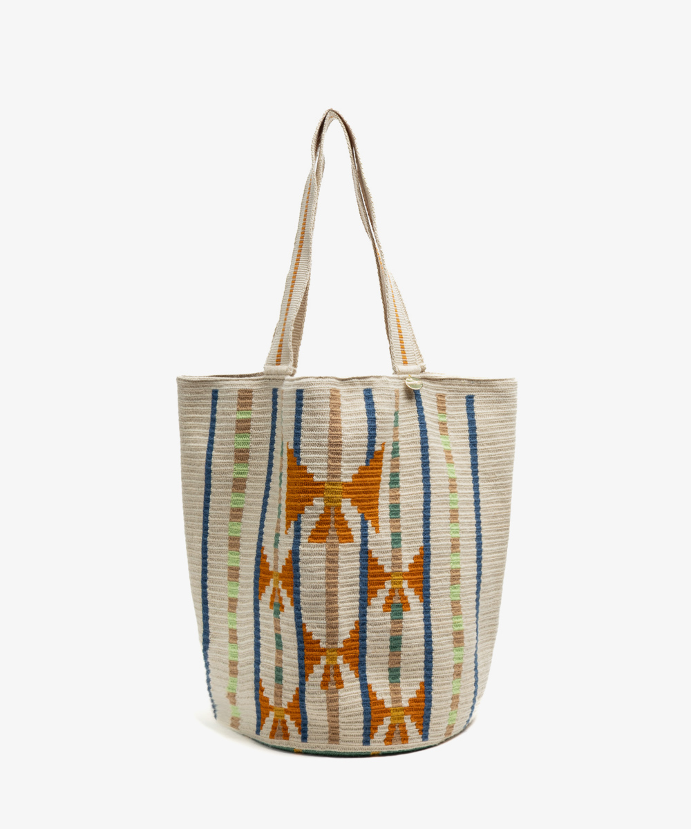 Tote Bag - CIRCINUS - BEIGE & ORANGE
