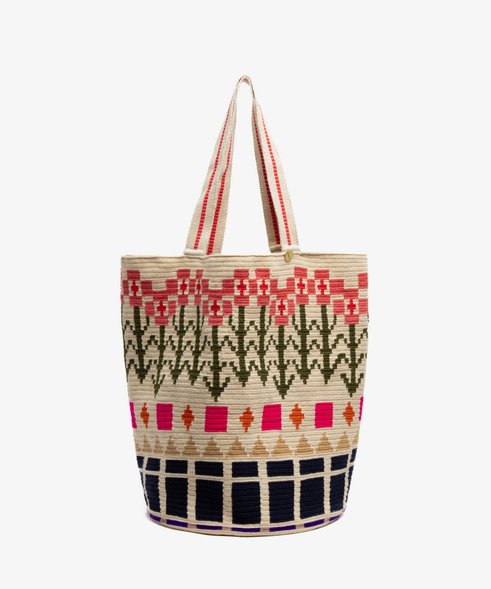 Tote Bag - DRAGON - BEIGE & NAVY