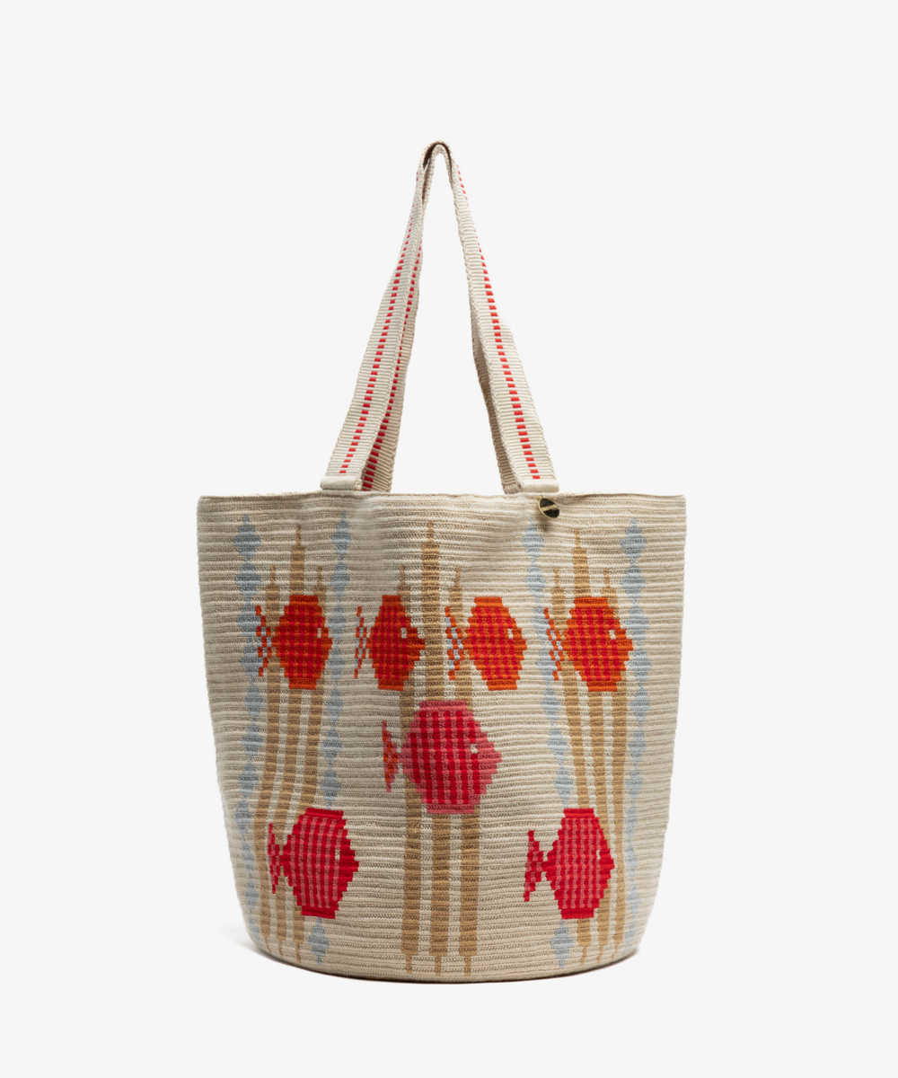 Tote Bag -  CEPHEUS - BEIGE & RED