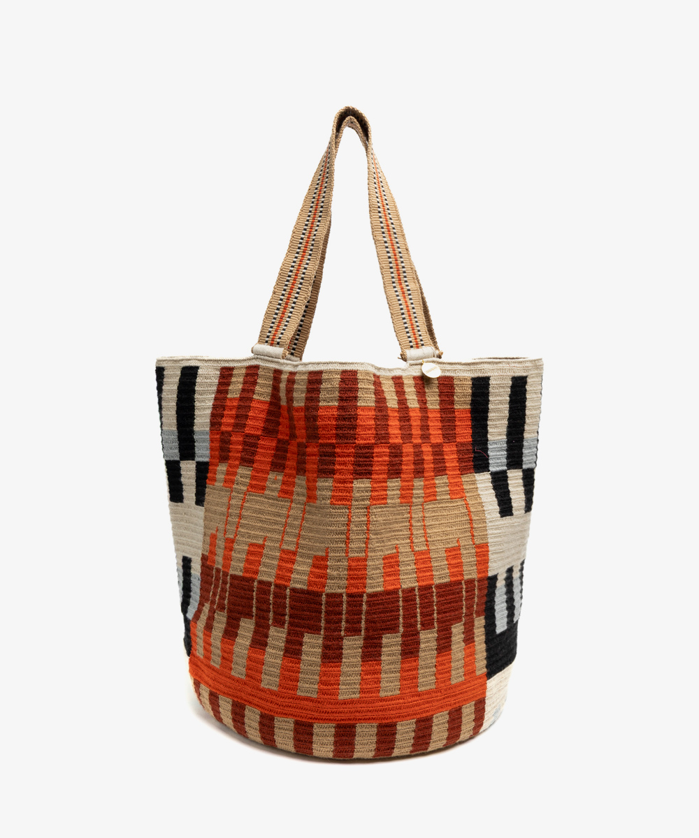 Bolso Tote - AURIGA- TOSTADO Y NARANJA