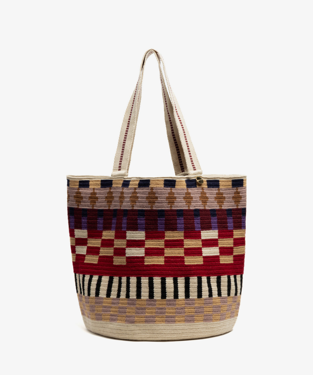 Bolso Tote -POSEIDON- TOSTADO Y GRANATE