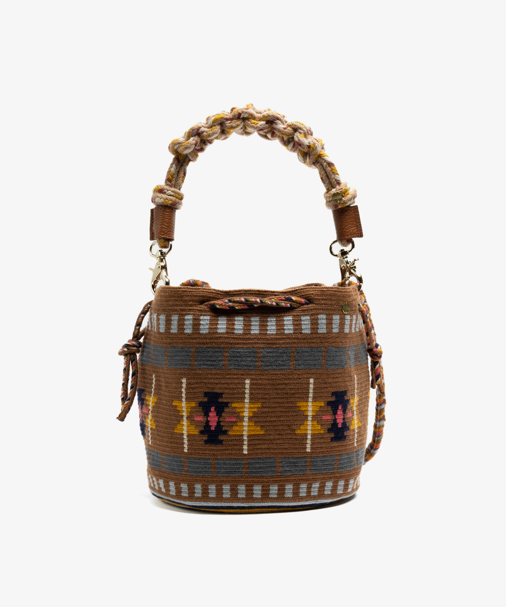 BUNCHBRAVO Boho Crossbody Bag For Women - Woven Macrame With Tassels, Matching Strap, Brown, Medium