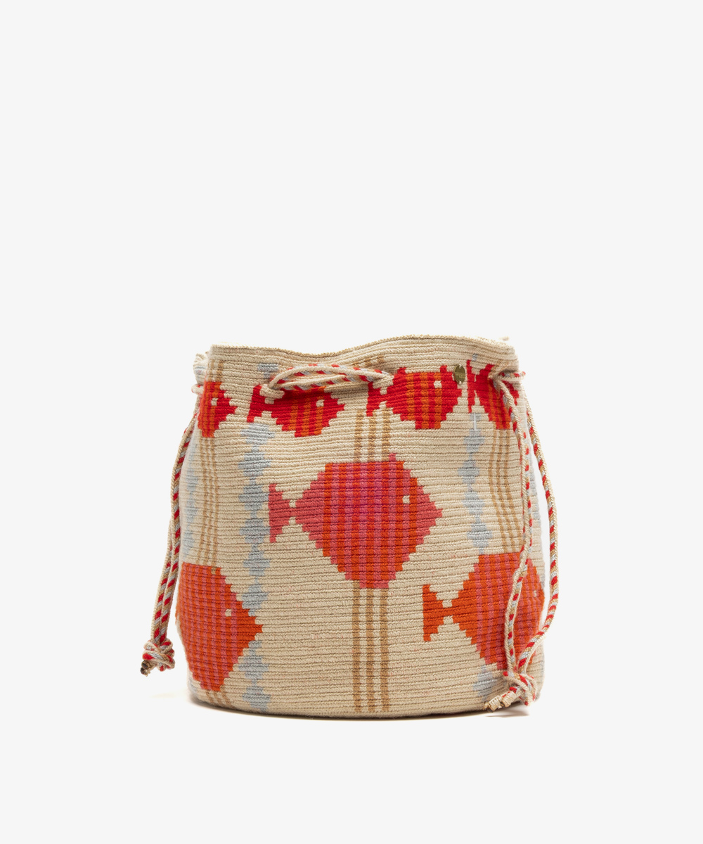 BOLSO MITRA - CEPHEUS - BEIGE Y ROJO