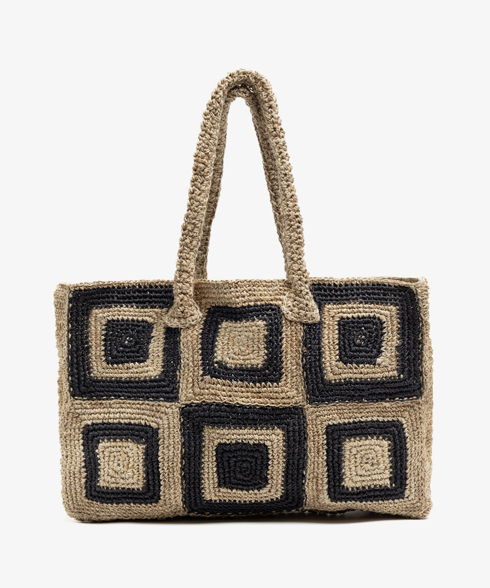 FIQUE BAG RECTANGULAR WITH SQUARE BLACK