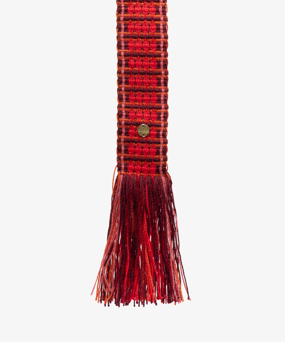 Belt with fringes - RED AND BURGUNDY