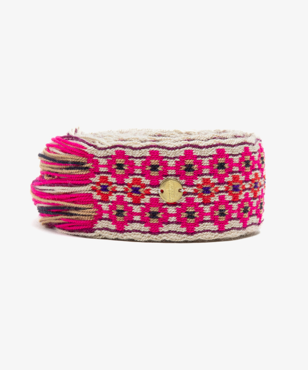 Belt with fringes Soja - FUCHSIA AND WHITE
