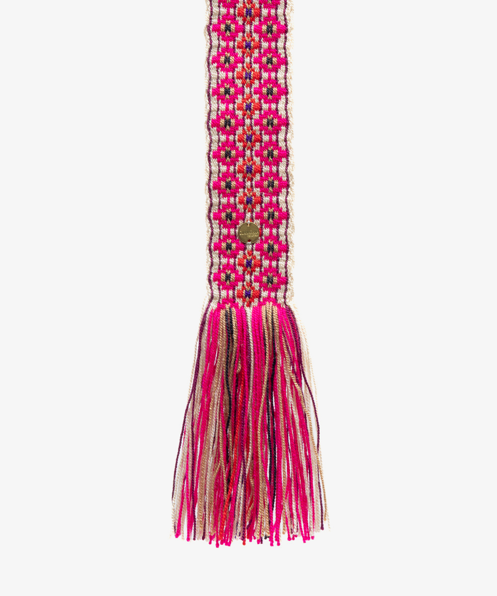 Belt with fringes Soja - FUCHSIA AND WHITE
