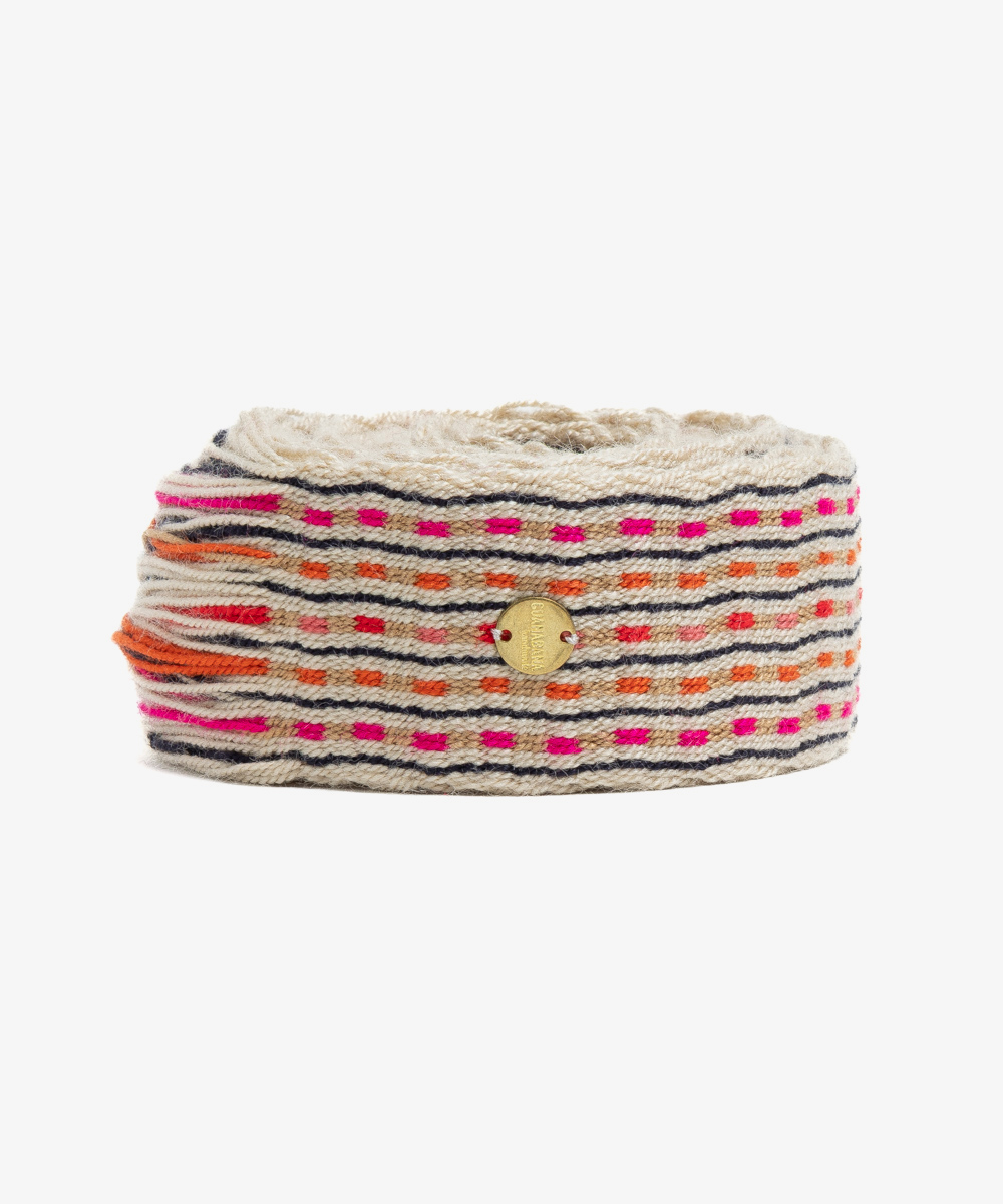 Belt with fringes - WHITE AND FUCHSIA