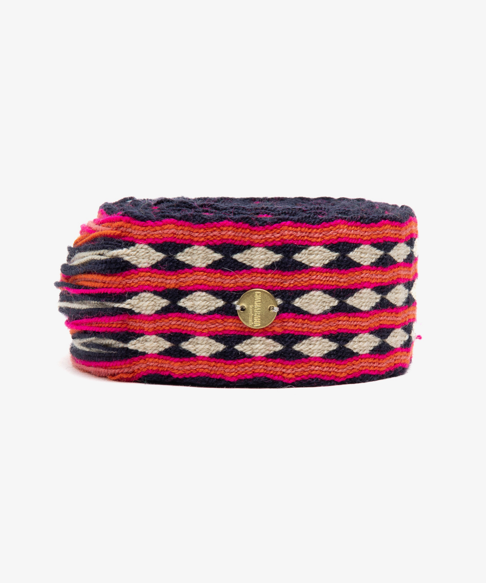 Belt with fringes - CORAL AND NAVY BLUE