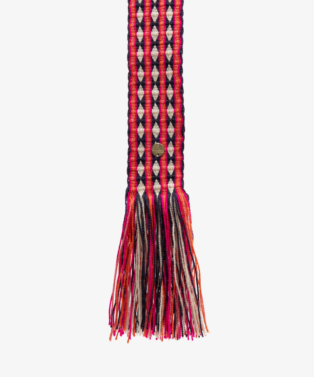 Belt with fringes - CORAL AND NAVY BLUE