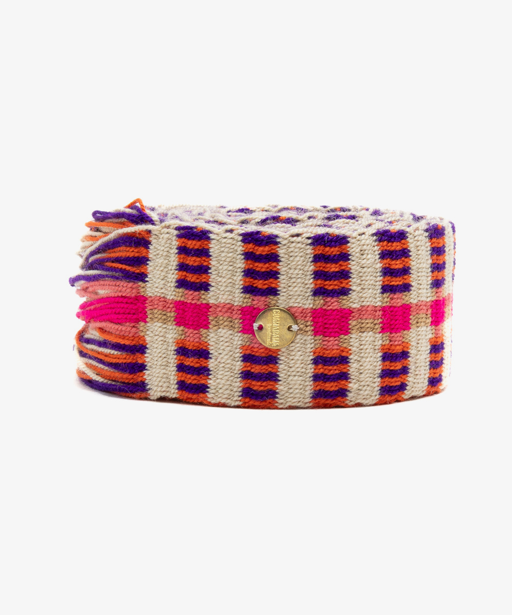 Belt with fringes - BEIGE AND PINK
