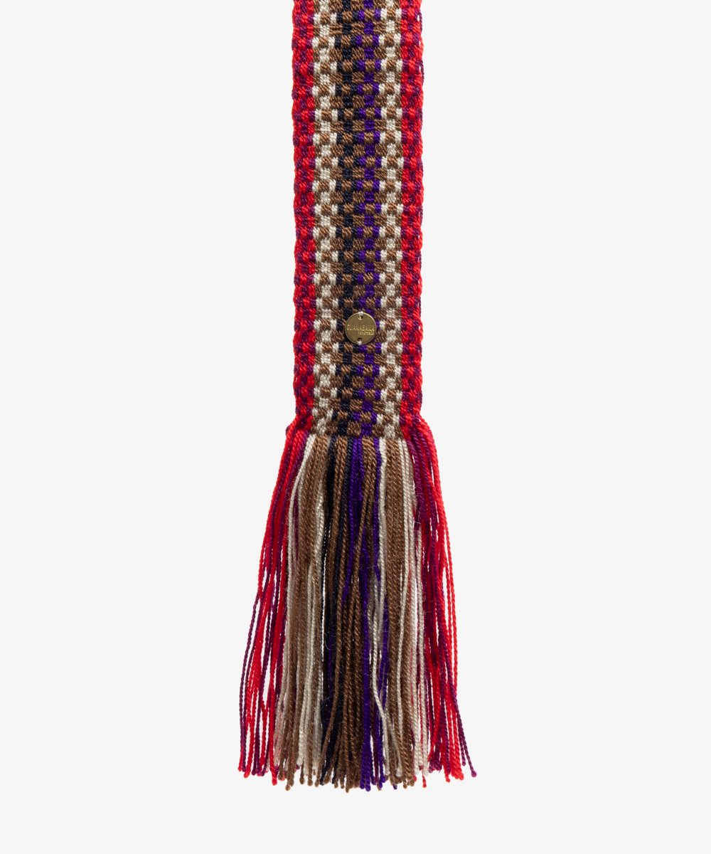 Belt with fringes - BROWN & FUCHSIA
