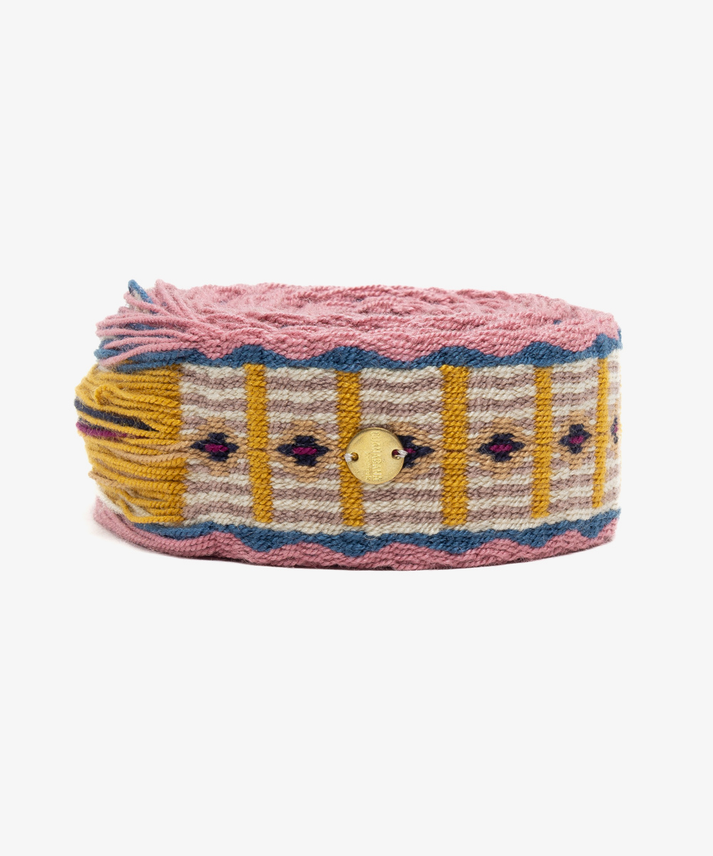 Belt with fringes- PINK & MUSTARD