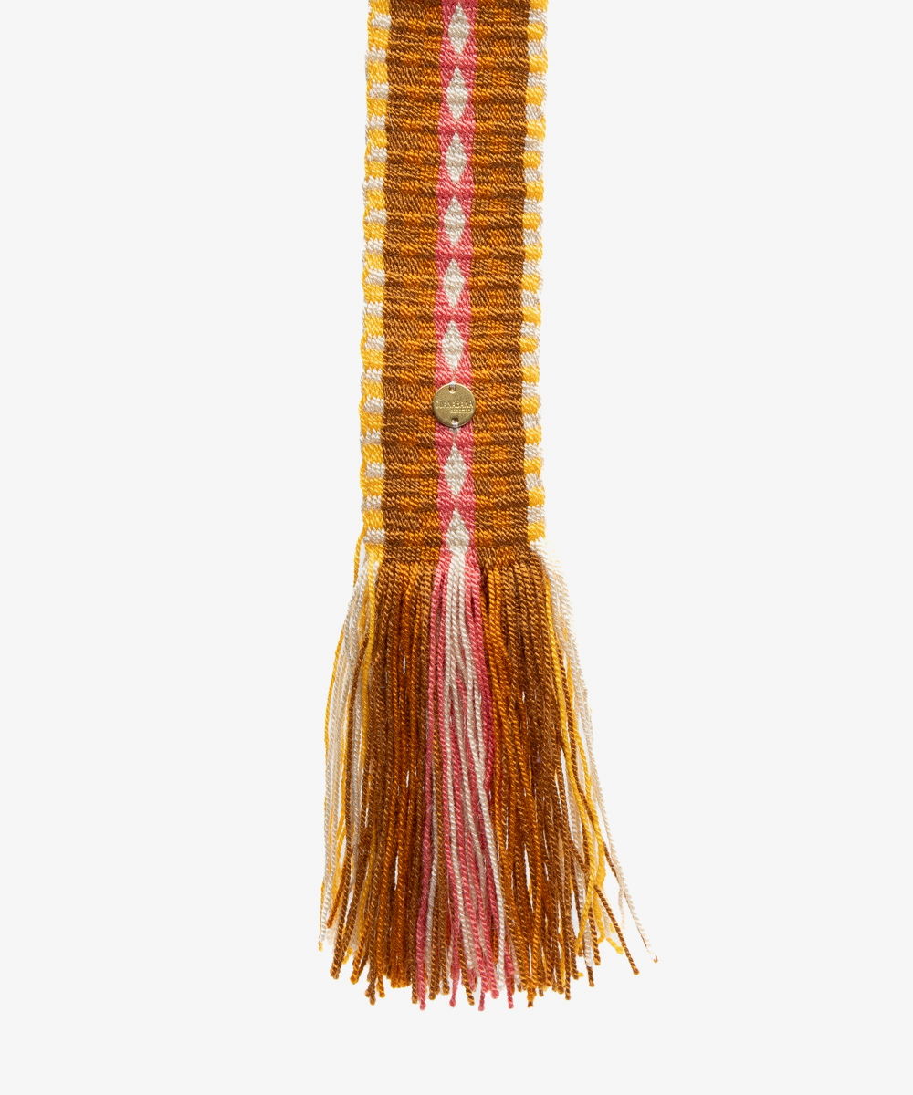 Belt with fringes - BROWN & YELLOW