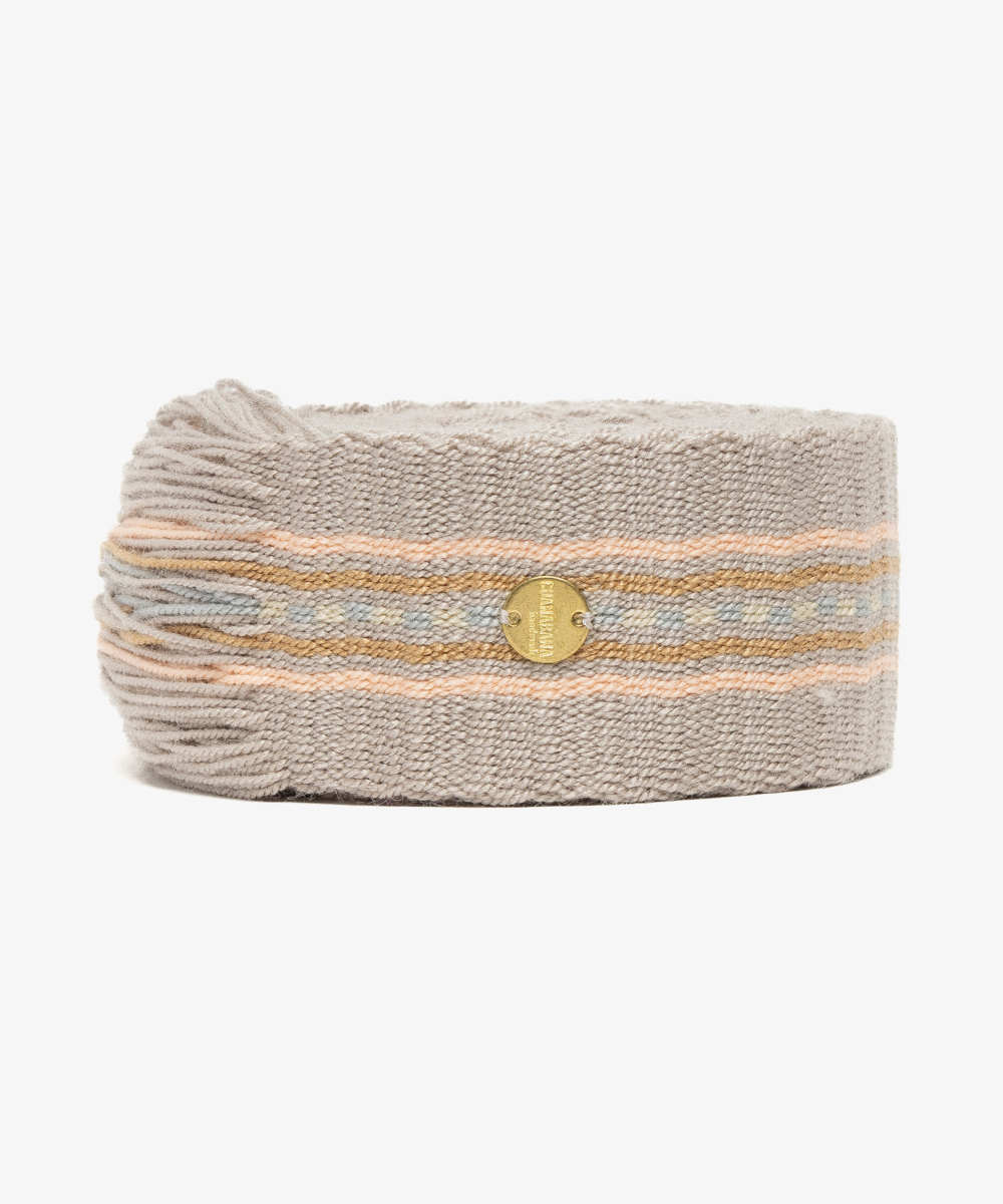 Belt with fringes- beige & pink