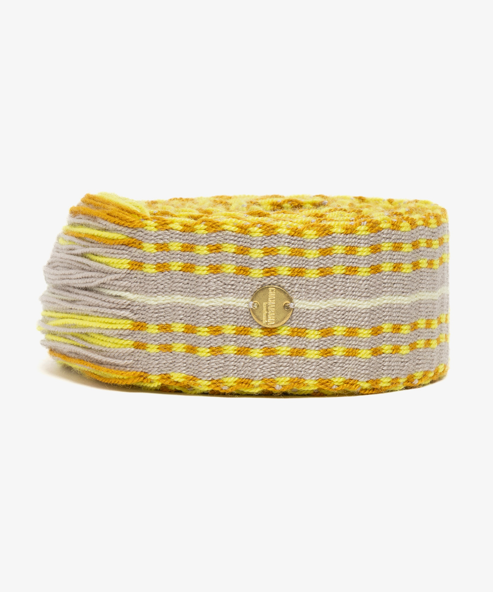 Belt with fringes- beige & yellow