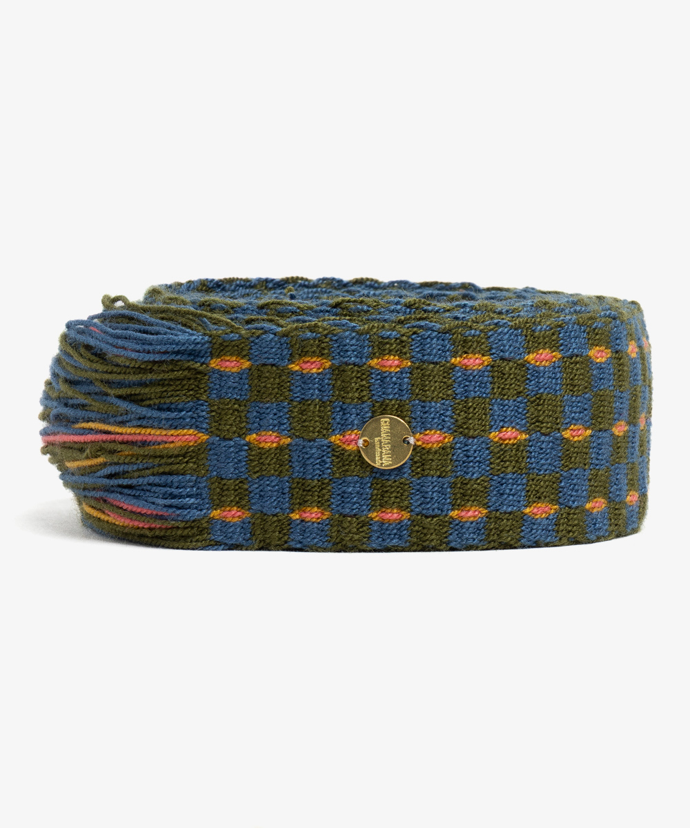Belt with fringes blue & green