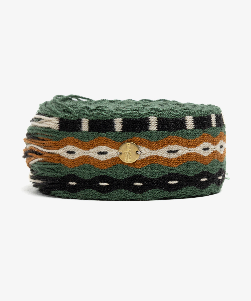 Cinturón de flecos verde y mostaza