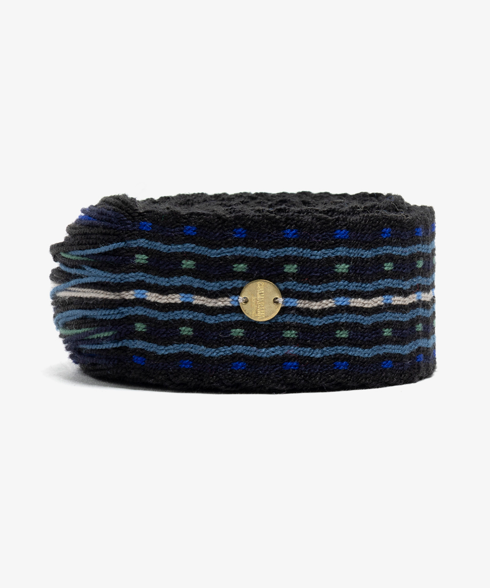 Cinturón de flecos verde y azul
