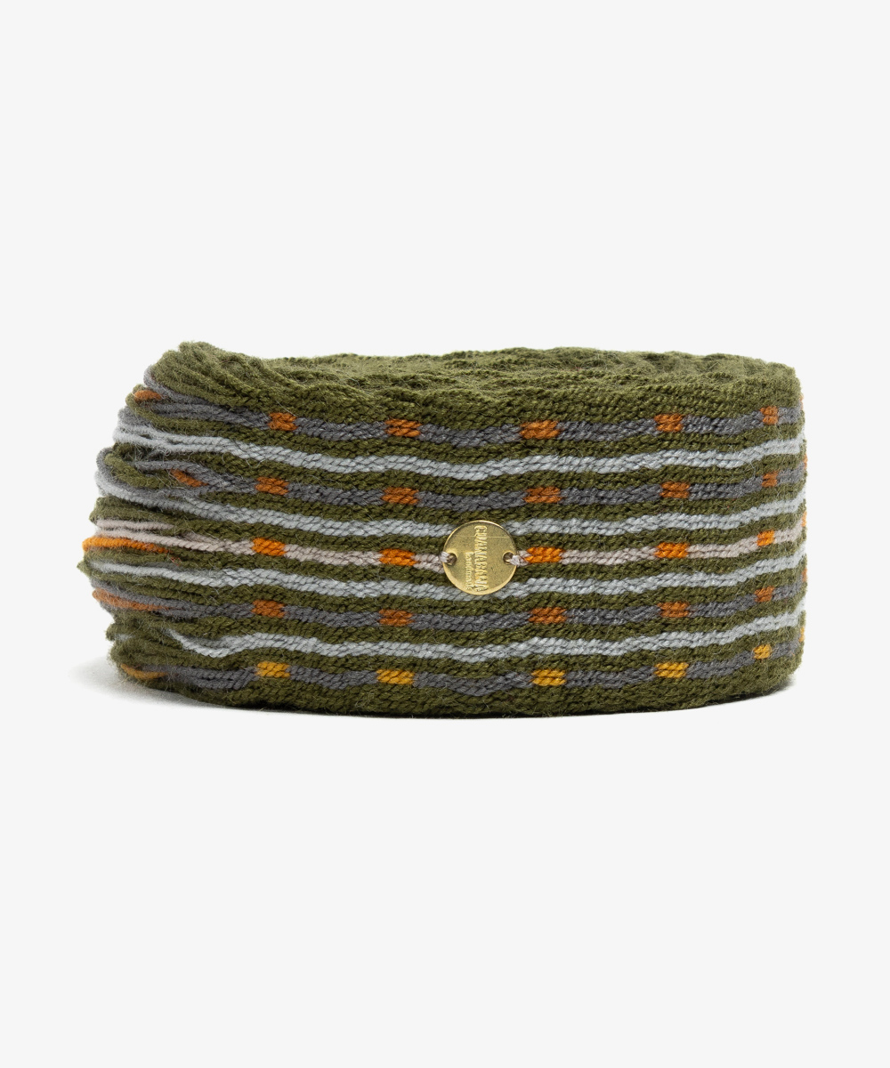 Belt with fringes green & mustard