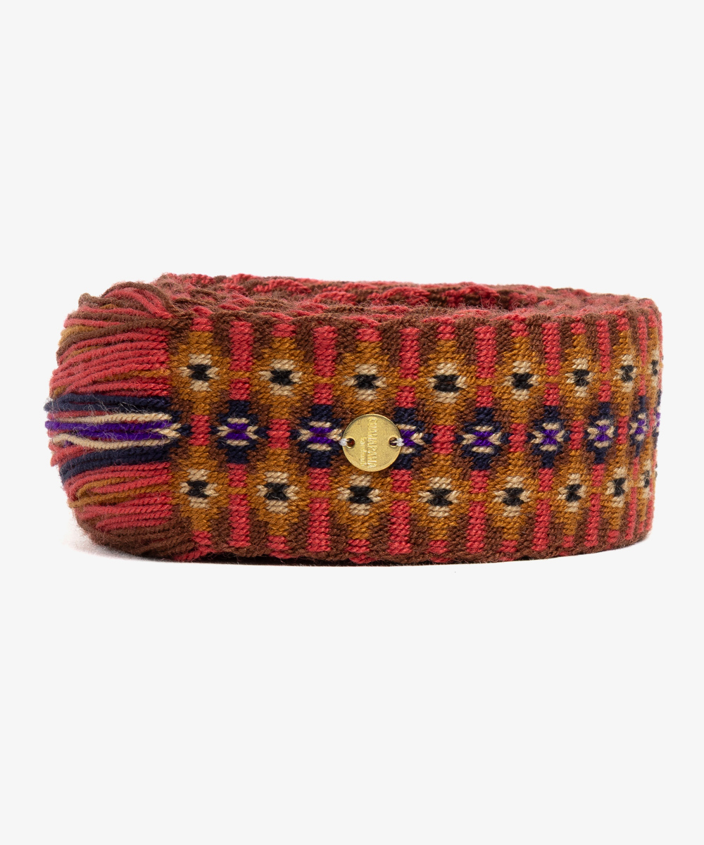 Belt with fringes brown & purple