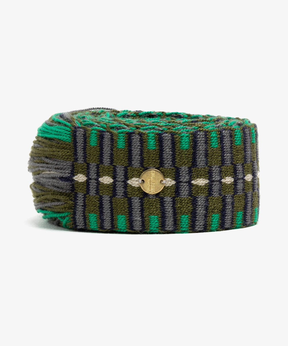 Belt with fringes green & blue