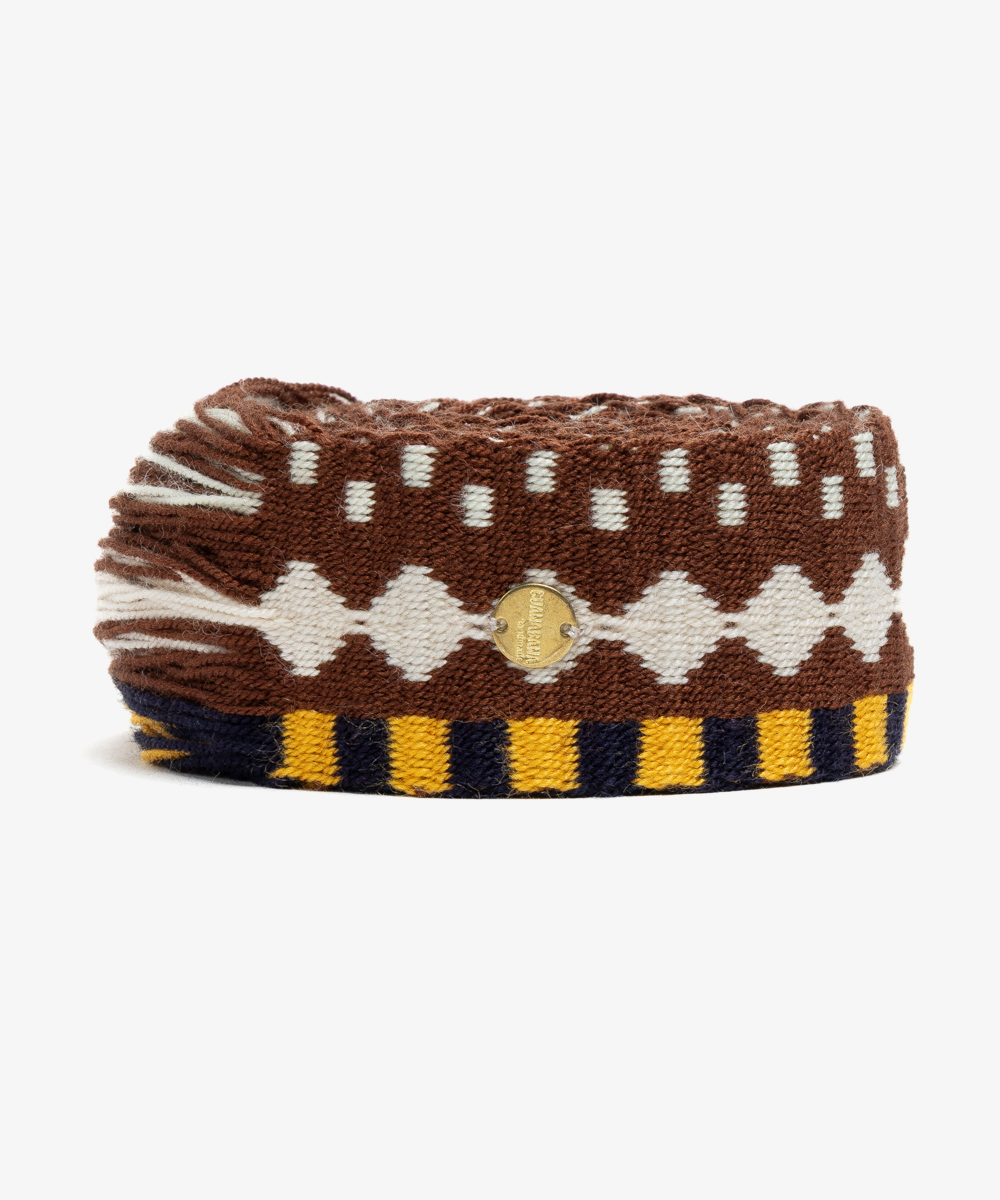 Belt with fringes brown & mustard