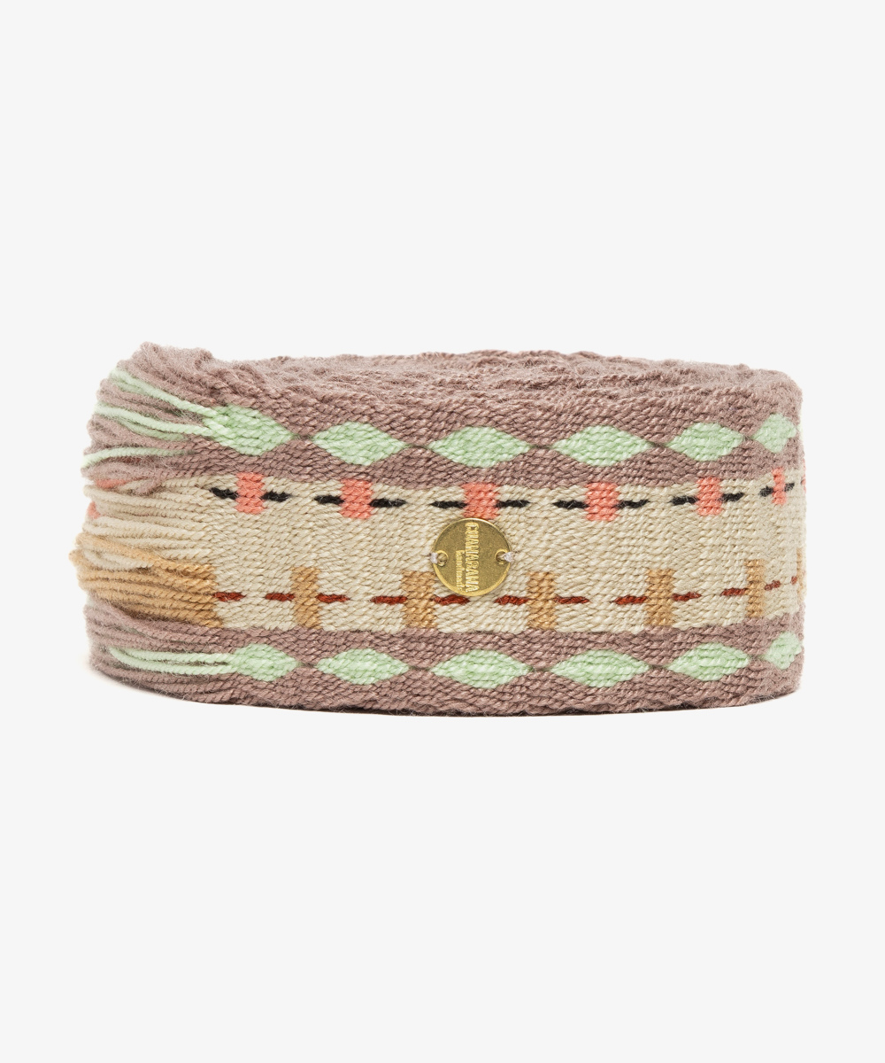 Belt with fringes violet & green