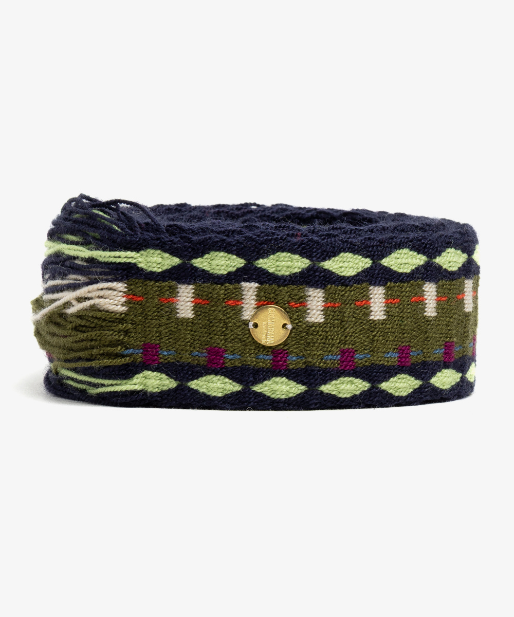 Belt with fringes blue & green