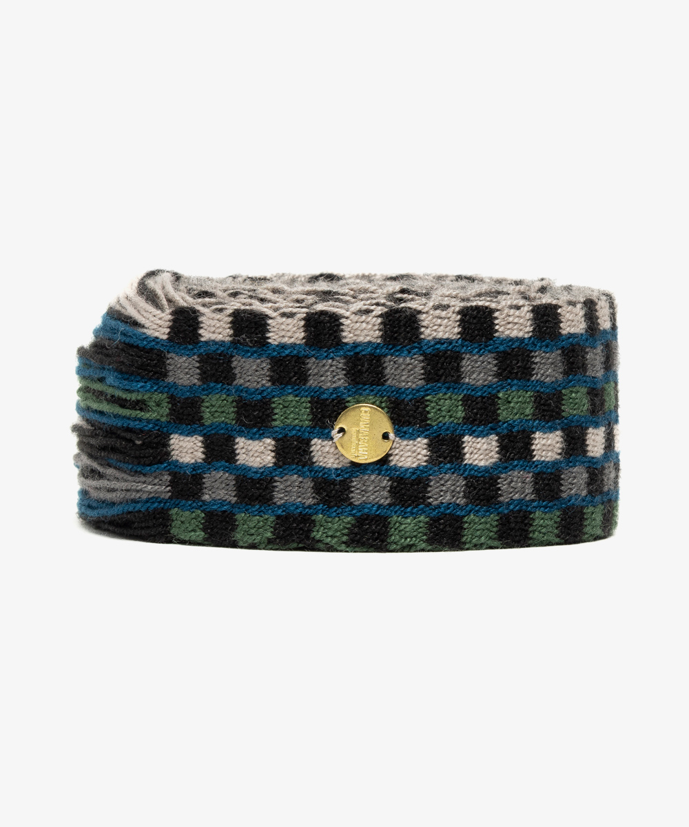 Cinturón de flecos verde y azul