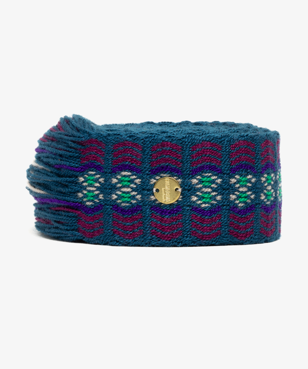 Belt with fringes blue & garnet
