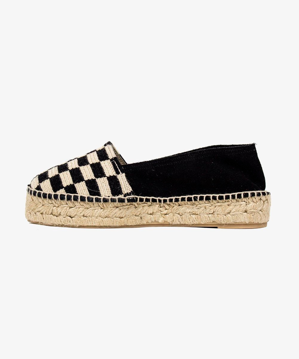 WOMEN'S ESPADRILLE - CHESS - BLACK & BEIGE