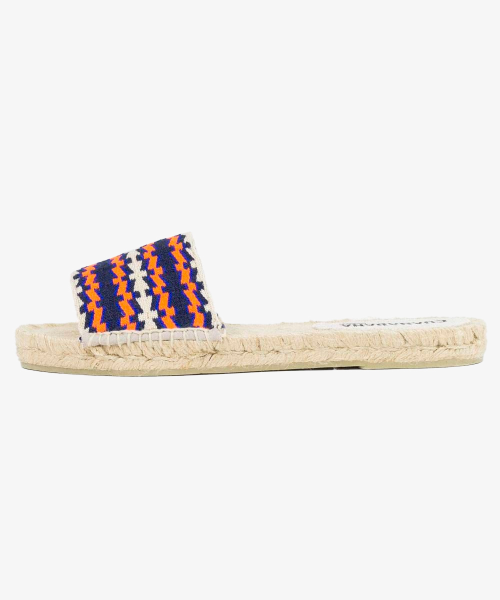 MULE ESPADRILLE - BIRMINGHAM - Orange & Navy blue 