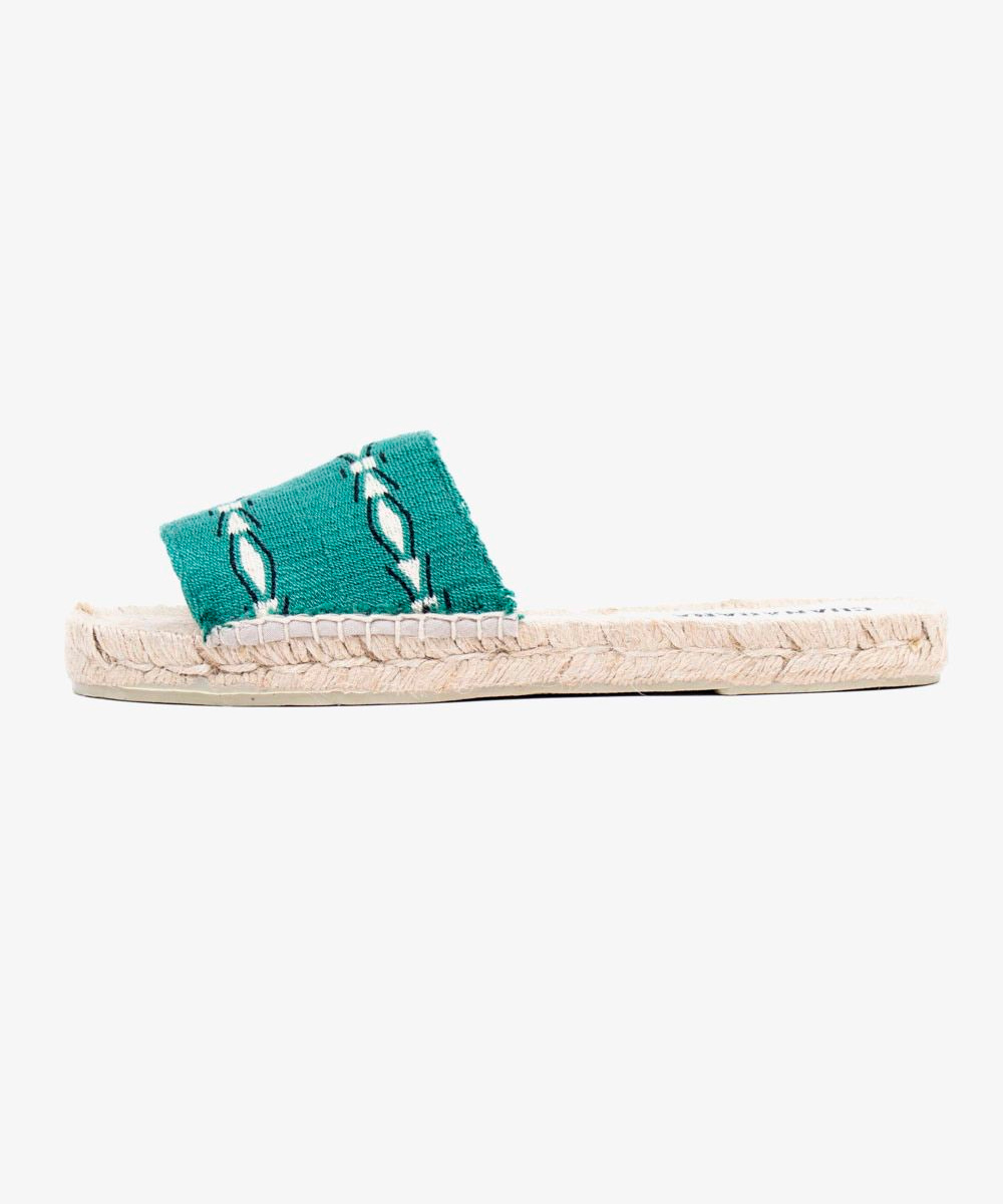 MULE ESPADRILLE - ANNISTON - GREEN & BEIGE