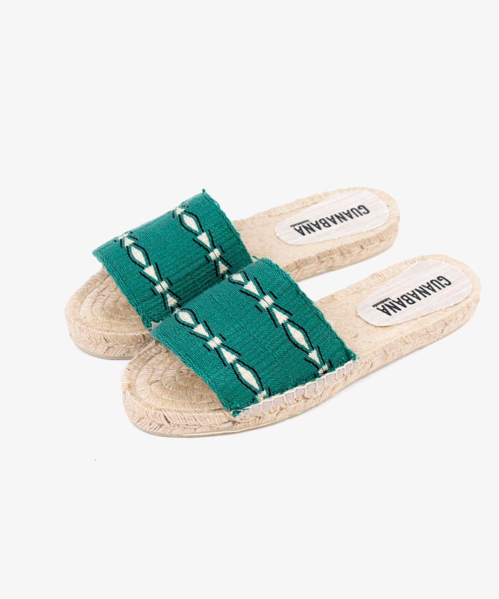 MULE ESPADRILLE - ANNISTON - GREEN & BEIGE