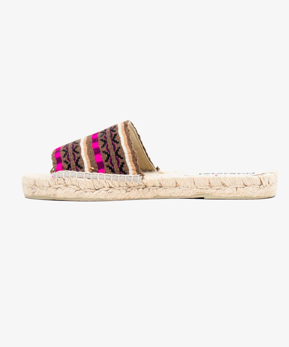 MULE ESPADRILLE - MONTGOMERY - BROWN & FUCHSIA